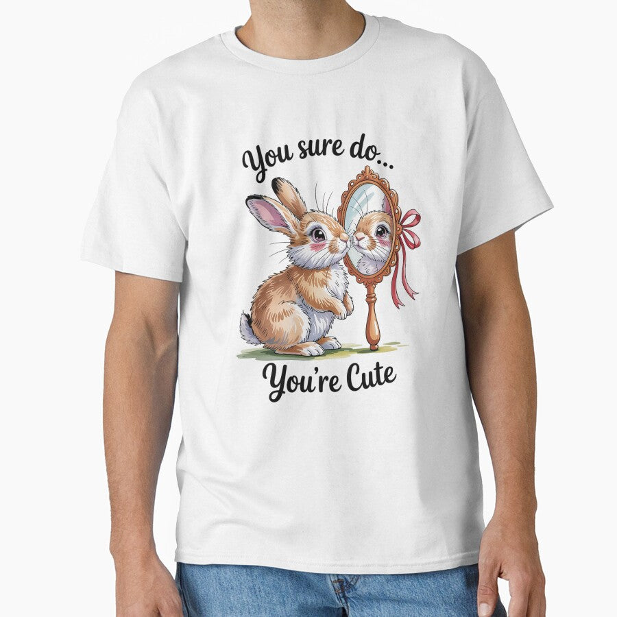 Cute Bunny Tee, Oversized, Mirror Rabbit by HaileyRobel