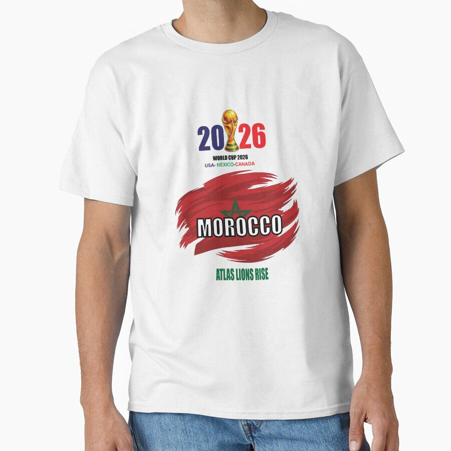 Morocco World Cup 2026 Football Fan T-Shirt Design by sportupstore