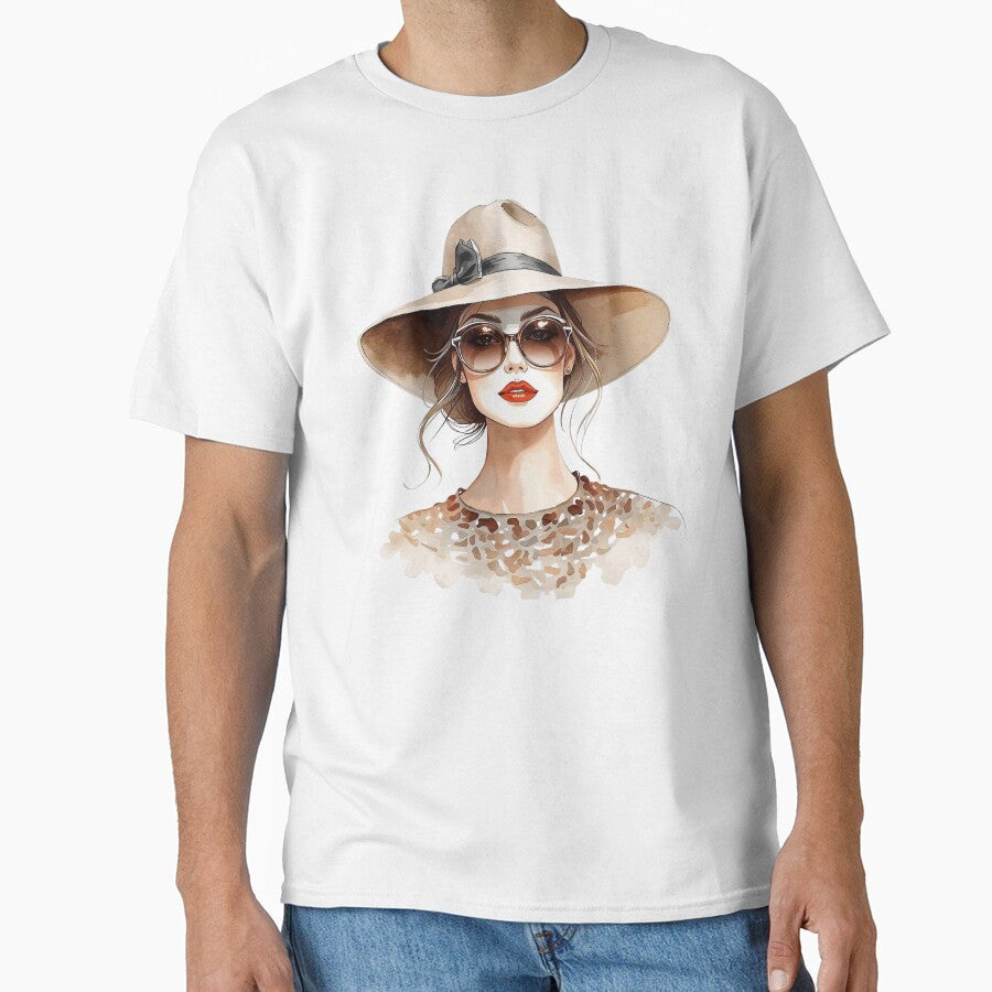 Stylish Woman in Hat and Sunglasses by Erik Visnievskij