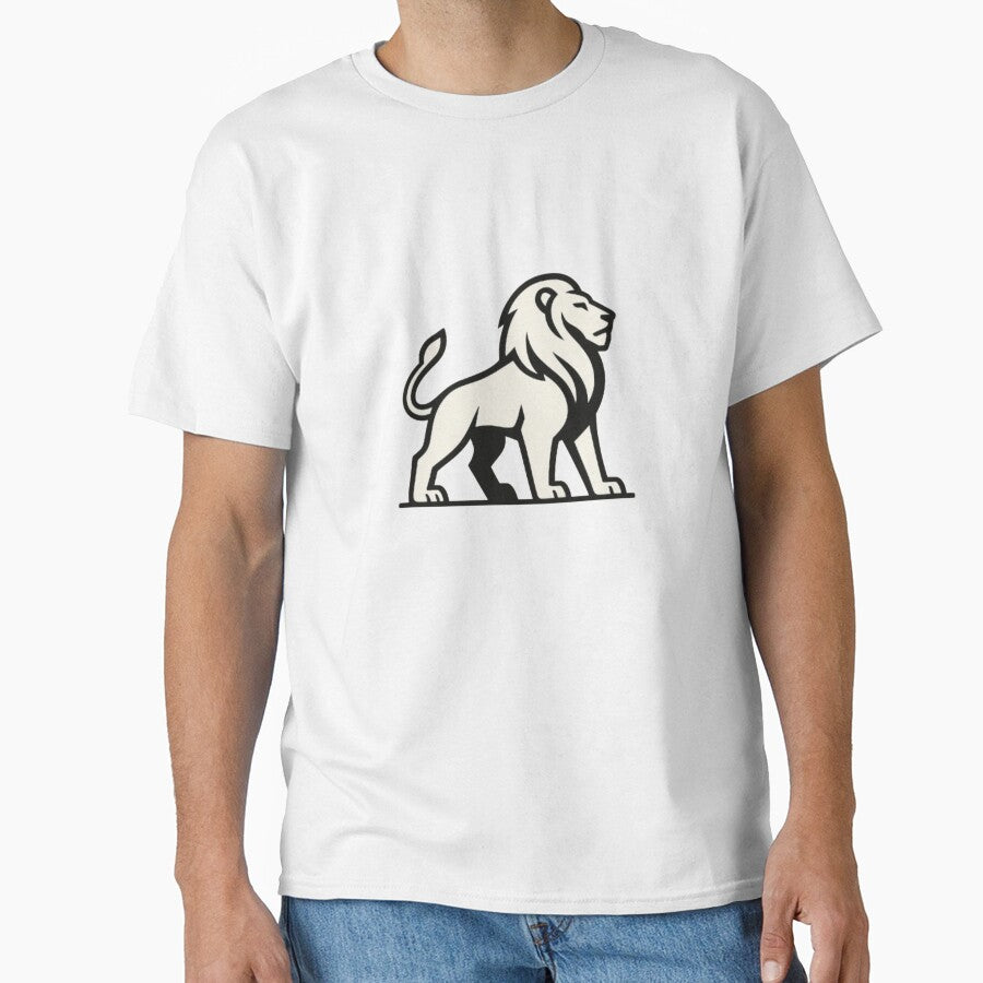 Urban Lion Side Profile – Minimalist White Design by URBANOVA STUDIO