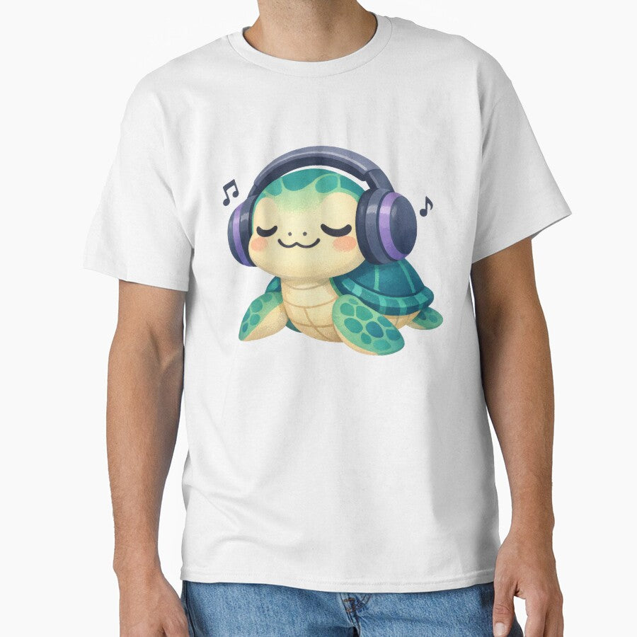 Music Lover Sea Turtle Wearing Oversized Headphones by zoughlal