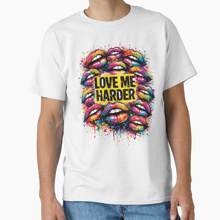 Love Me Harder Graffiti Lips Bold Romantic Design by Dejbar