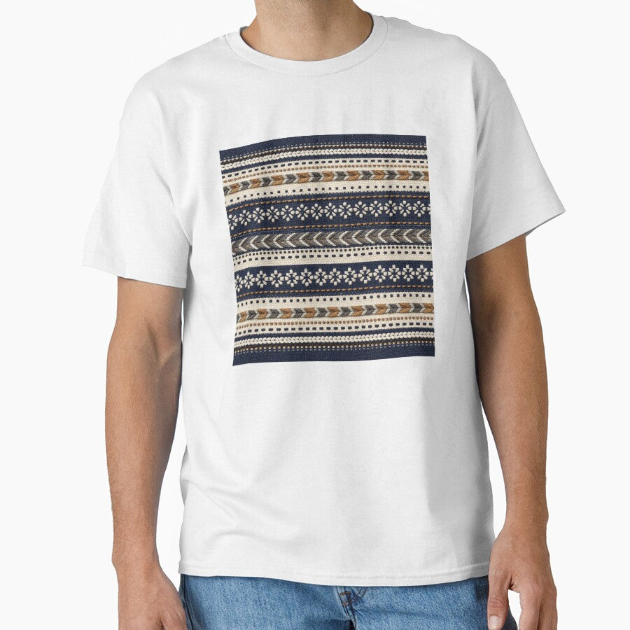Indigo Embroidered Woven Stripe Pattern by frumixart