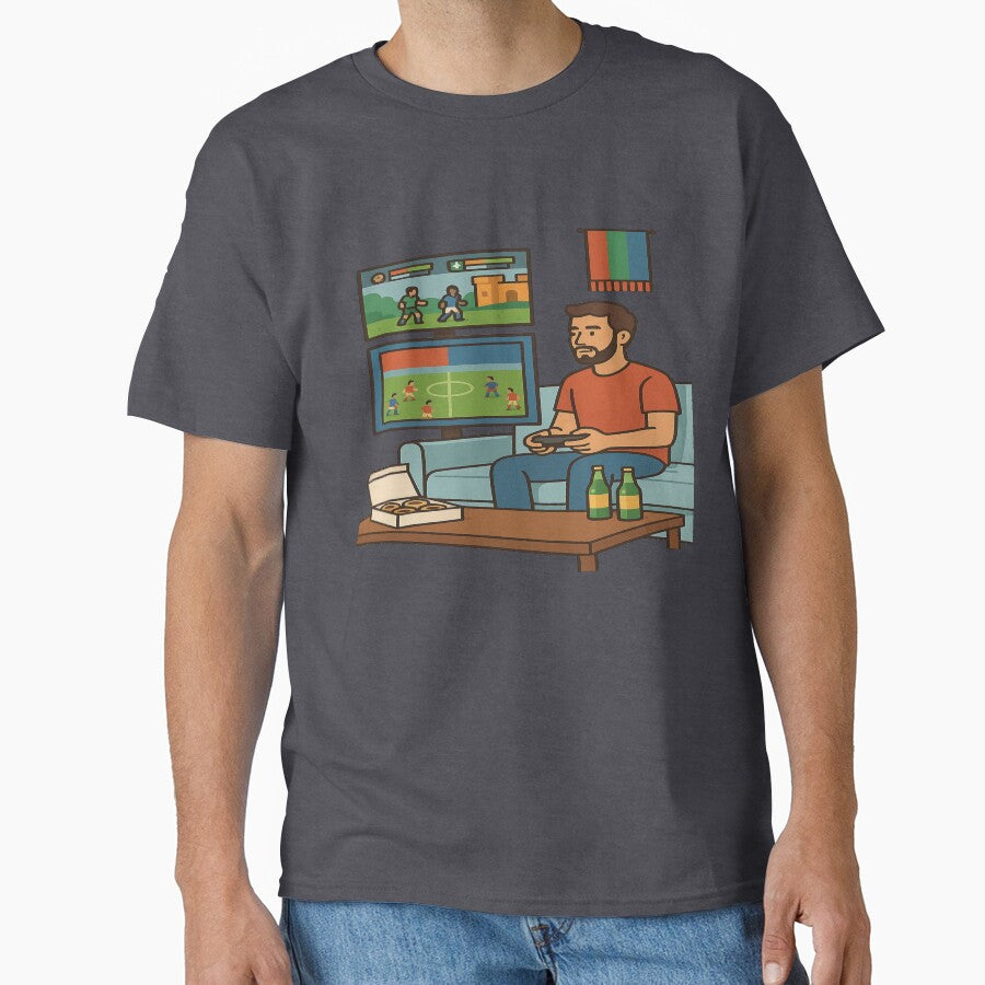 Portuguese Gamer Couch Night — Football & Co-Op Duo Art by POD DYNASTY | Original Print On Demand T-Shirt Graphics