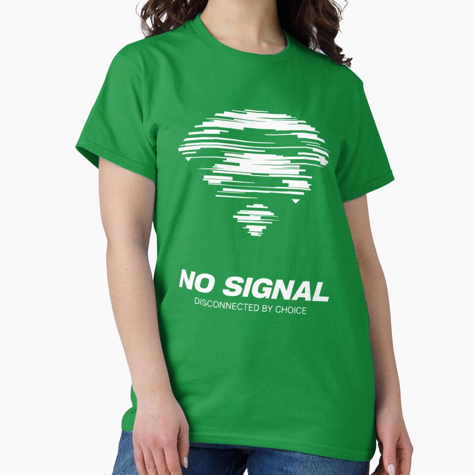 NO SIGNAL – Disconnected By Choice | Minimalist Streetwear Glitch Aesthetic T-Shirt by Maximilianos