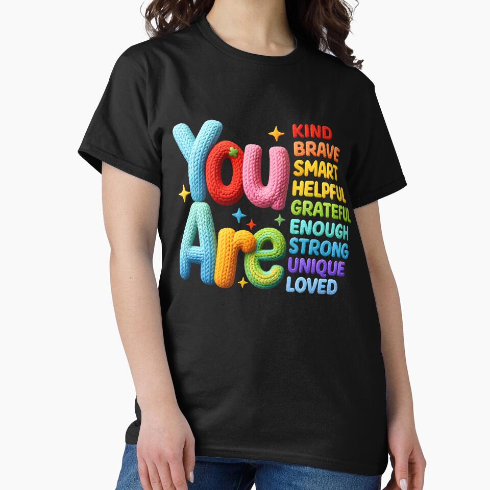 You Are Kind Brave Smart Strong Helpful | Appreciation Gift | Faux Yarn Design | Positive Quote by nauTeetude