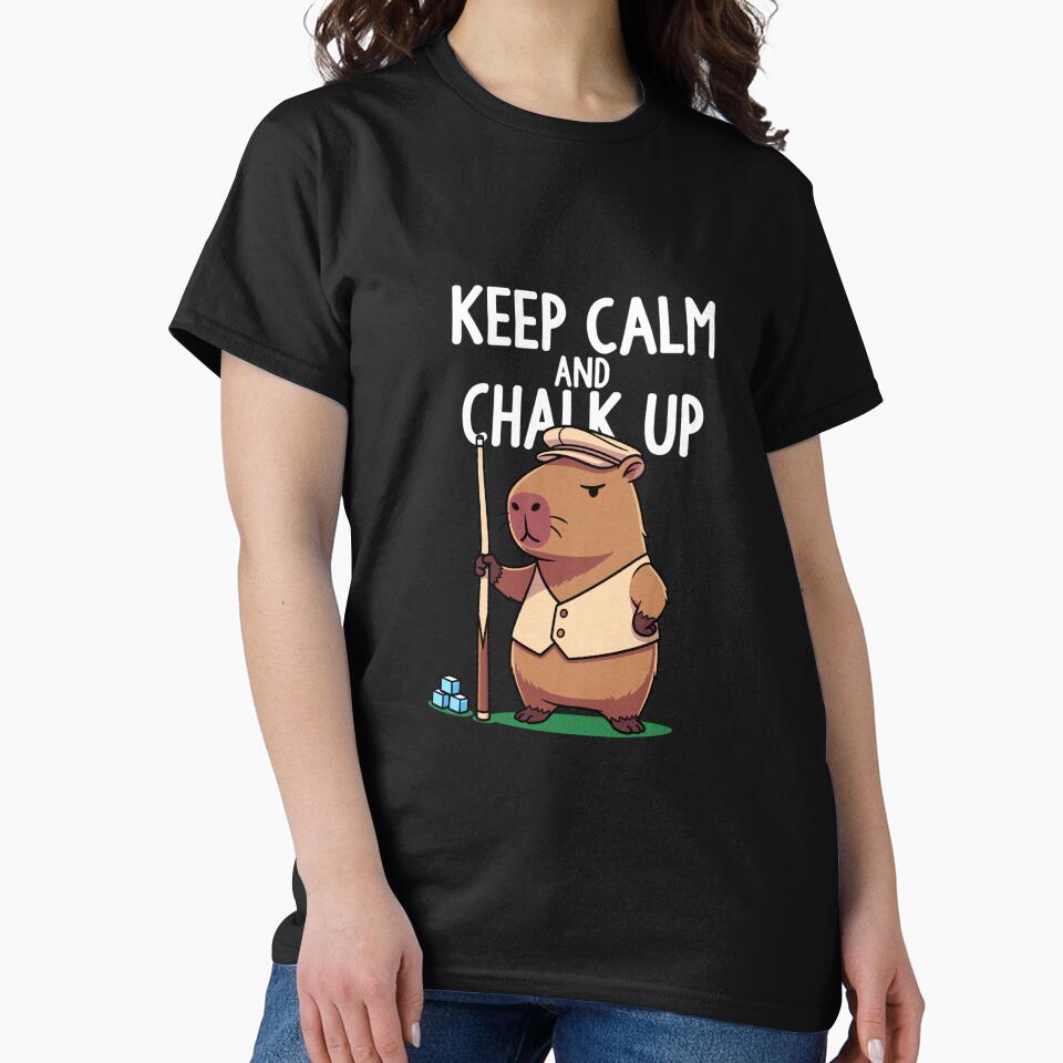 Keep Calm and Chalk Up Cute Capybara Pool Billiards by JoyJRamos