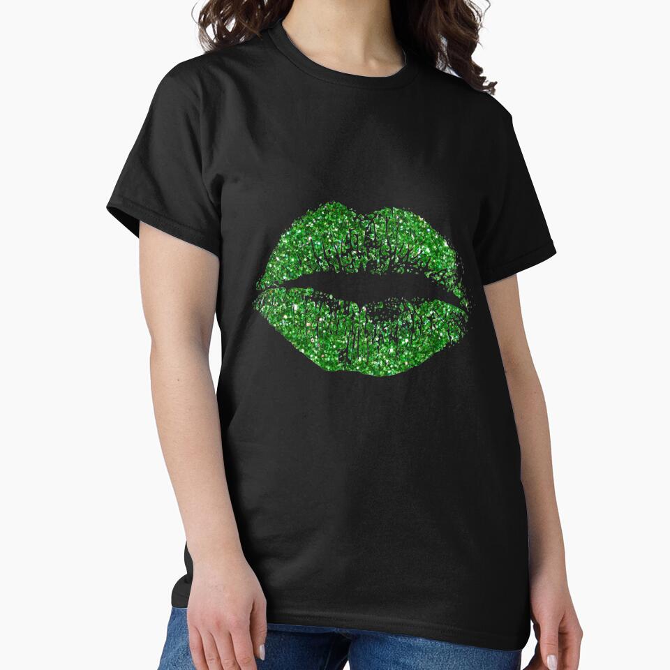 Stylish Green Glitter Lips by NirVenaArt