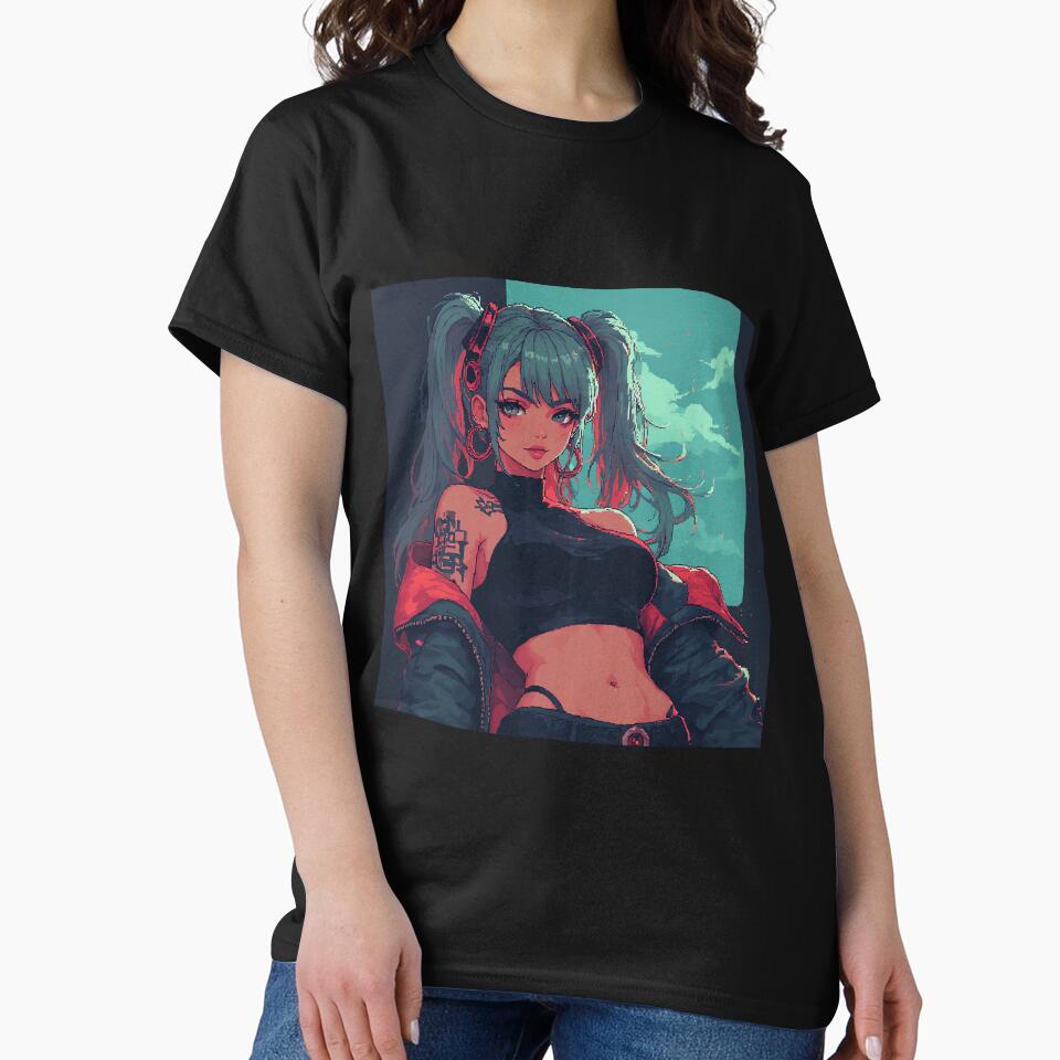 Retro Art Blue Hair Girl From Cyberpunk Beautiful by pexoboy