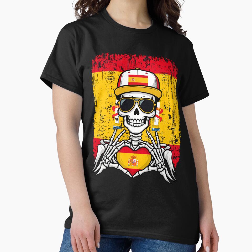 Spanish Pride Skeleton Art - Spain Football & Matador Spirit Tee by Colorful Designs