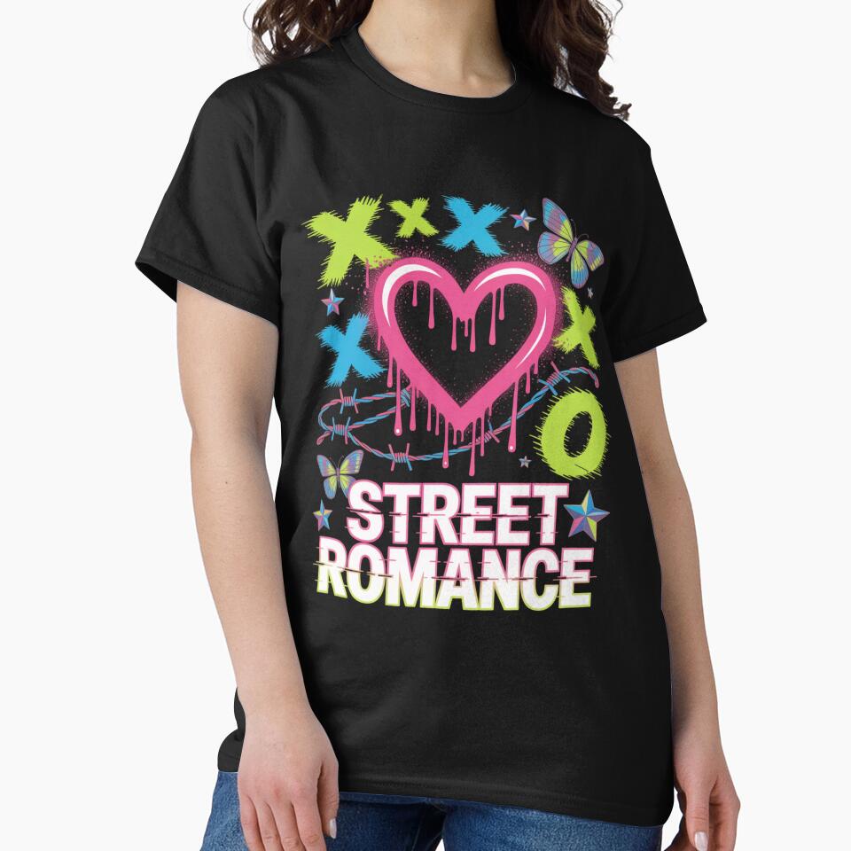 Street Romance XOXO Dripping Heart Barbed Wire Butterfly Valentine's Day by DarylWelsh2024