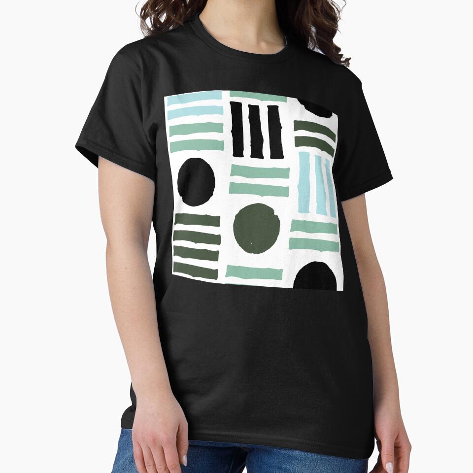 Mid-Century Modern Geometric in Black and Mint Green by DEC02
