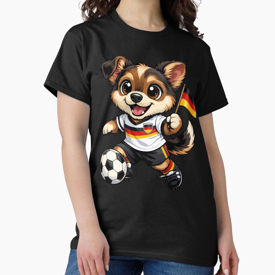 Cute German Soccer Dog Puppy Deutschland Flag by Tsugraf Designs