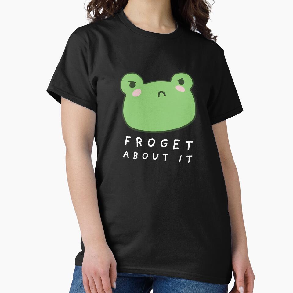 Froget About It: Cute Grumpy Frog with a Funny Frogge Pun, Kawaii Froggy Face Meme, Sarcastic Italian "Forget About It" Saying by MinistryOfFrogs