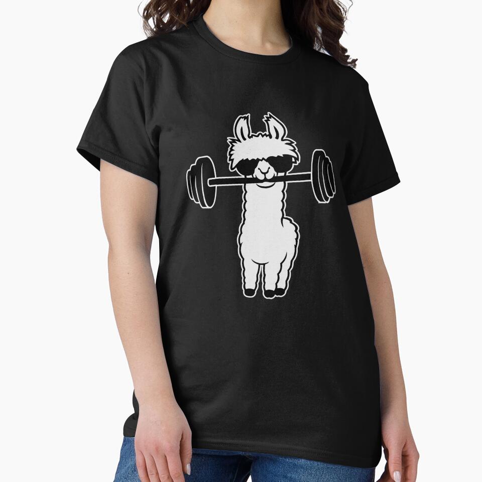 Cool Llama Weightlifter Barbell Sunglasses Gym Funny by shirt-o-mat