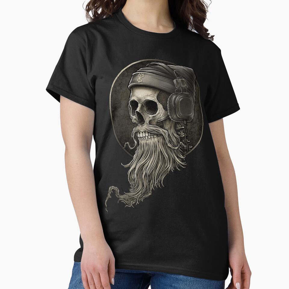 Viking Vintage Skull Beard with Headphone by Winya