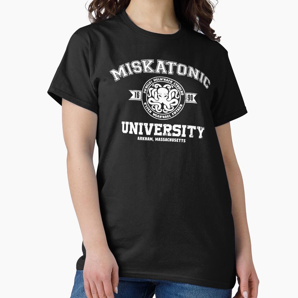 Miskatonic University (White Print) by Lost In Shirts