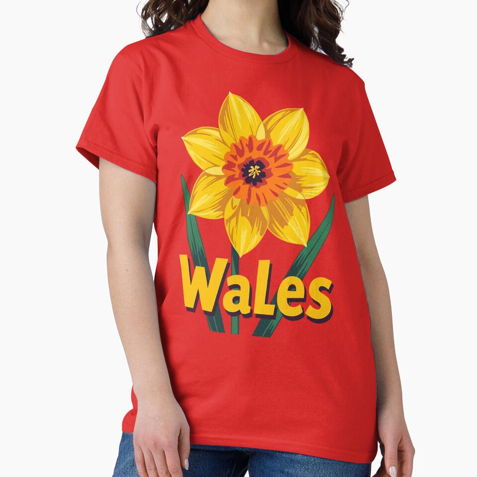 Oversized Retro Daffodil Graphic Welsh Pride by taiche