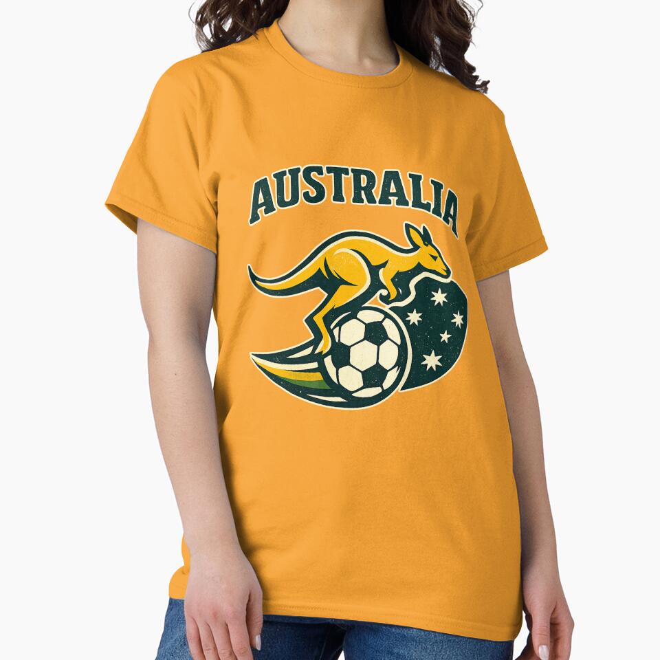 Australia 2026 Soccer Kangaroo, Green & Gold Football Fan Design by Cadsdiva