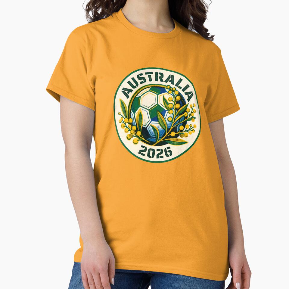 Vintage Australia 2026 Soccer Golden Wattle Badge by Imaginationbeyond