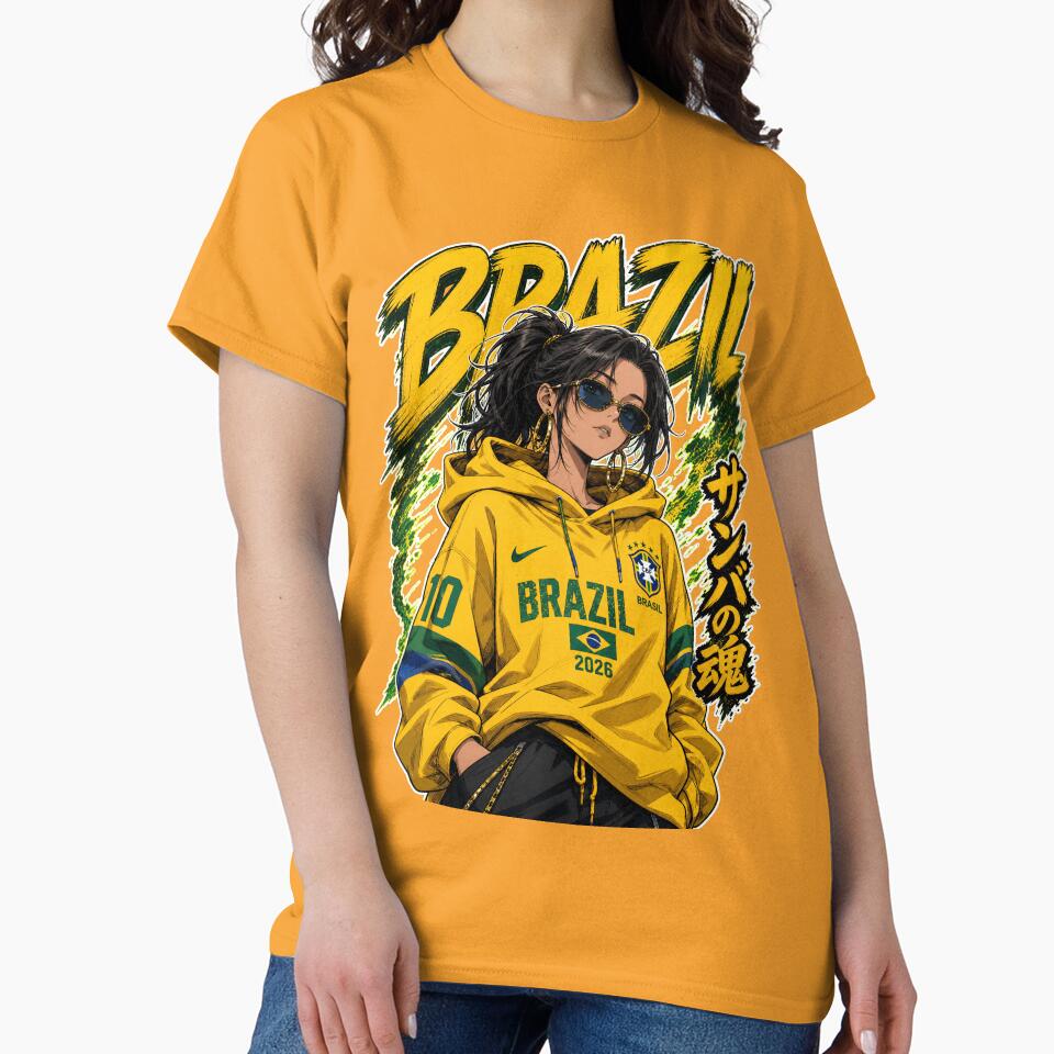 Brazil Anime Girl World Cup 2026 Joga Bonito by Senpai Syndicate