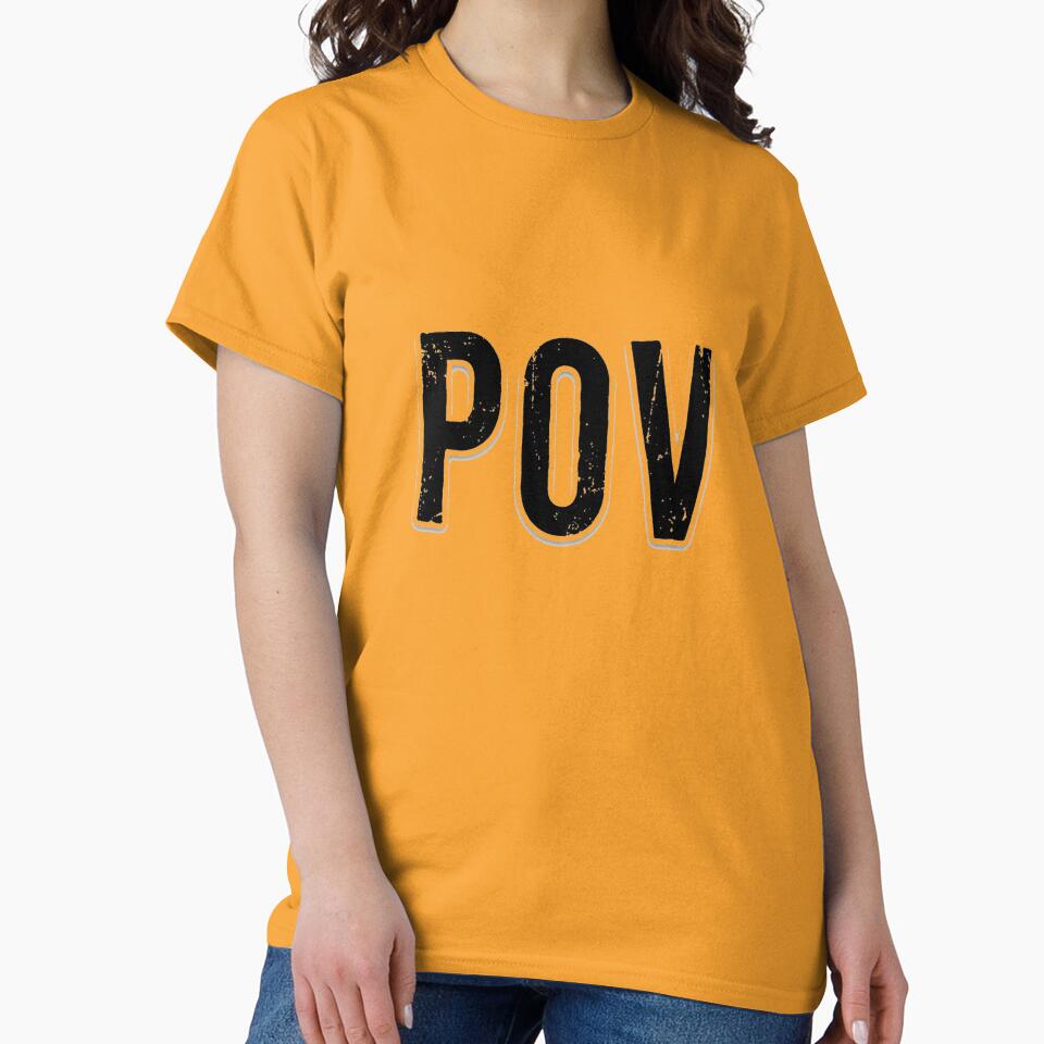 POV Grunge Distressed T-Shirt Monochrome Serif Graphic Tee by Chaotic-Treasures