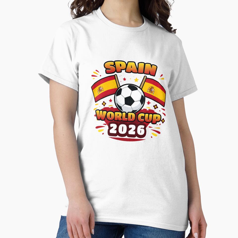 Spain World Cup 2026 Shield  Minimal Football T-Shirt Design by Ramkumar2025