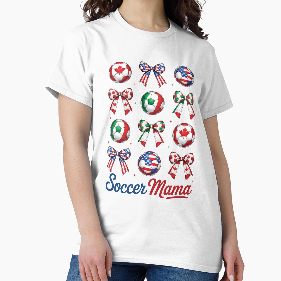 USA Canada Mexico Soccer Mom Ball Bow Pattern by MuniraWearify