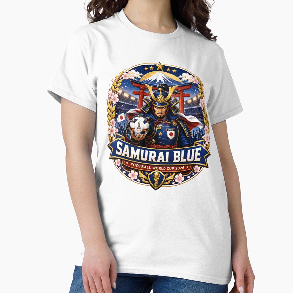 Samurai Blue Japanese Football Crest by Retro Arabica