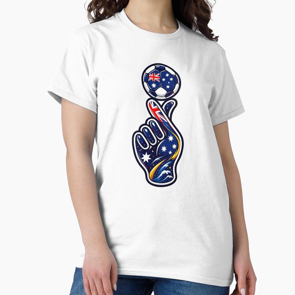Australia Soccer Finger Spin Hand | Aussie Football Fan Art | Australian Flag Football Graphic | World Cup Supporter Gift | Soccer Lover T-Shirt, Sticker & Hoodie Design by thesmilngnature