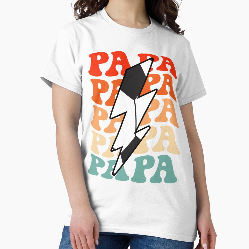 Soccer Papa Dad Retro Groovy Lightning Bolt Father’s Day by Christina-grich
