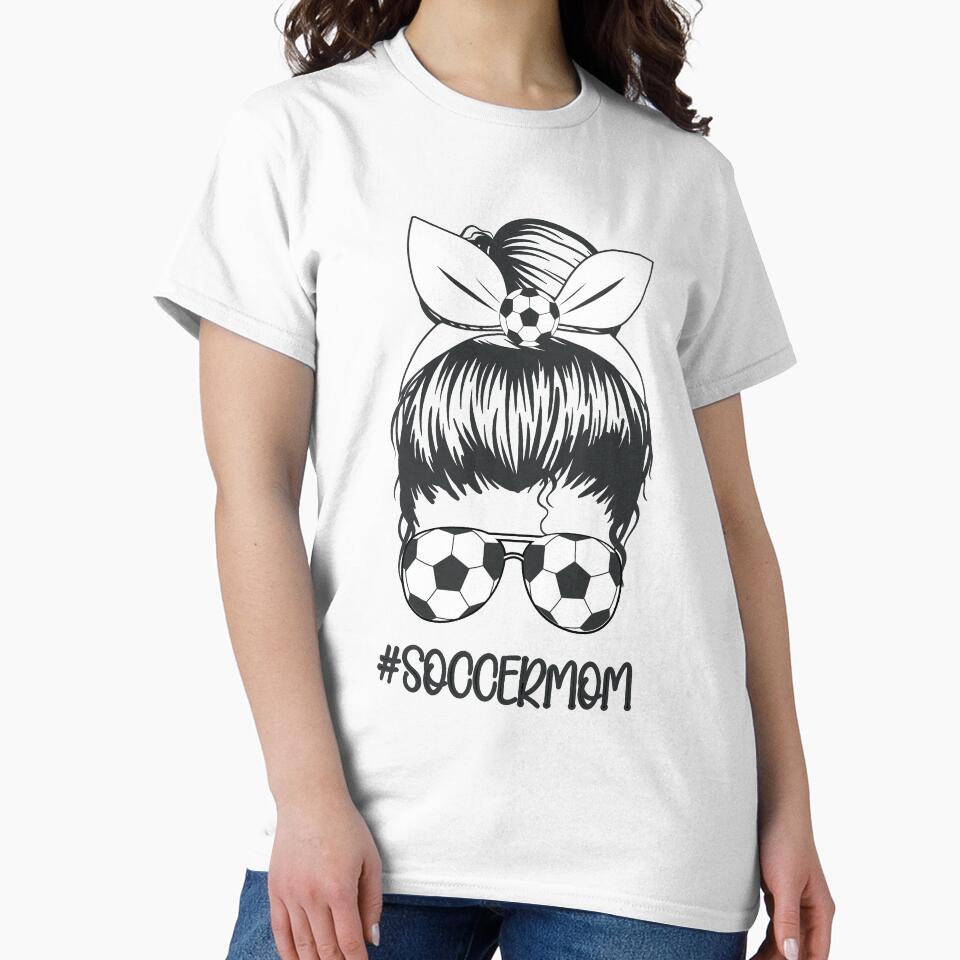 Soccer Mom Messy Bun Skull with Sunglasses Funny Mama Mothers Day Women by clothesy7