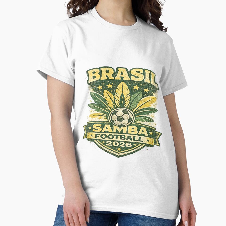 Brasil Samba Football 2026 Retro Vintage Soccer Fan T-Shirt by ArthUpscale