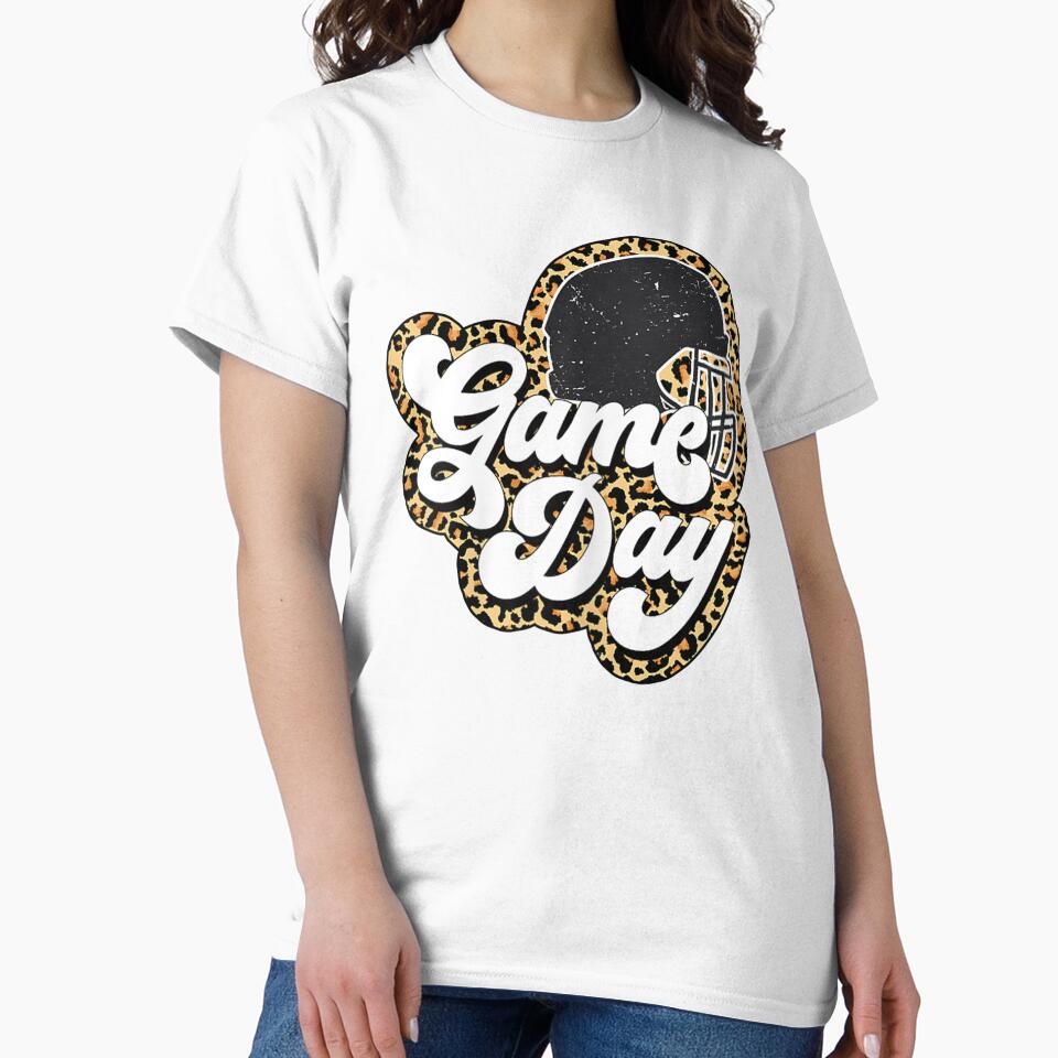Football Game Day Leopard Helmet Ball Sport Player Mom by FelixRiojas