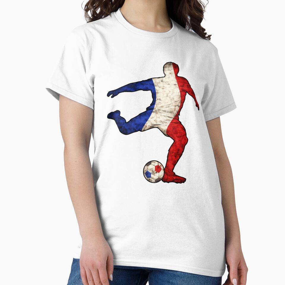 French Football Player Soccer Silhouette France Flag by LintonGriffin