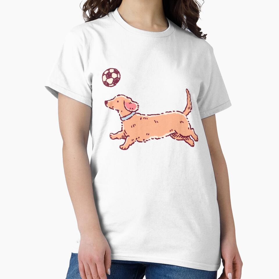 Soccer Football Dachshund, playful textured illustration by Magnificent Lizard