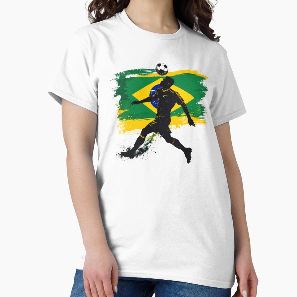 Brazil Soccer Player Art — Brasil Football Flag Action Fan Print by icemanphotos