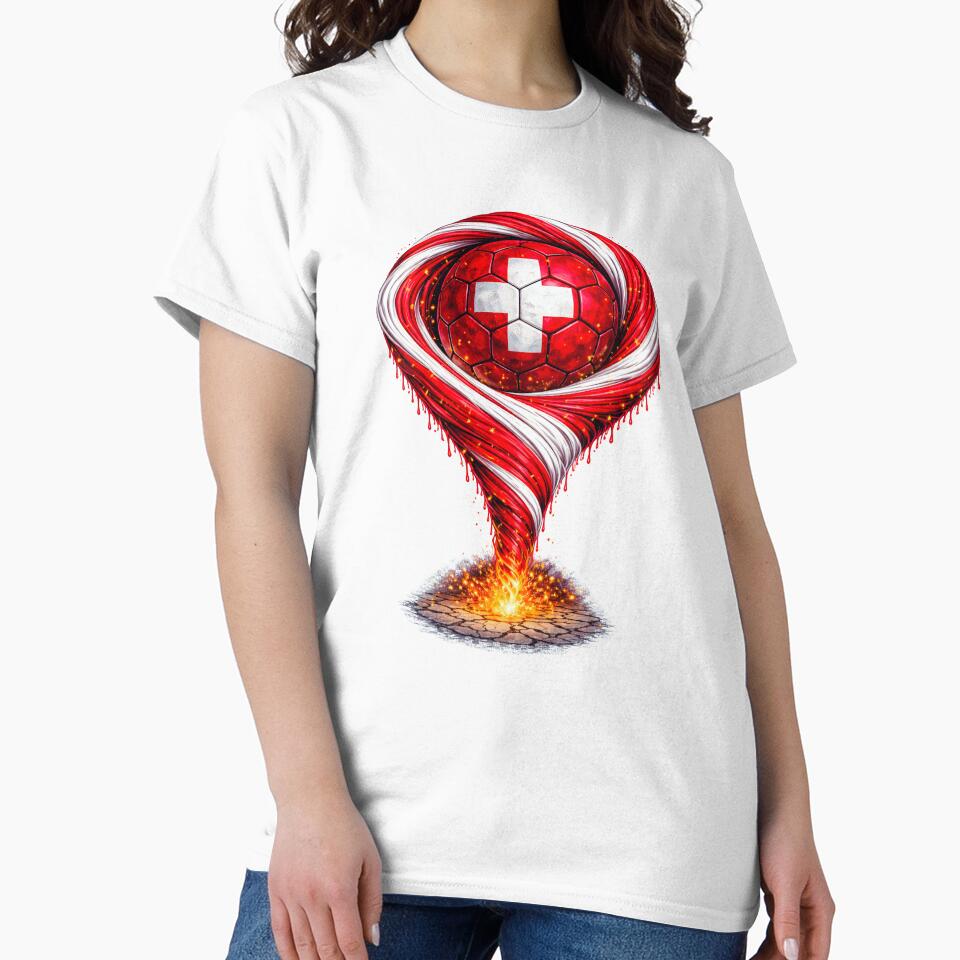 Switzerland Football Tornado: Red and White Vortex Art by FunToTheFullest