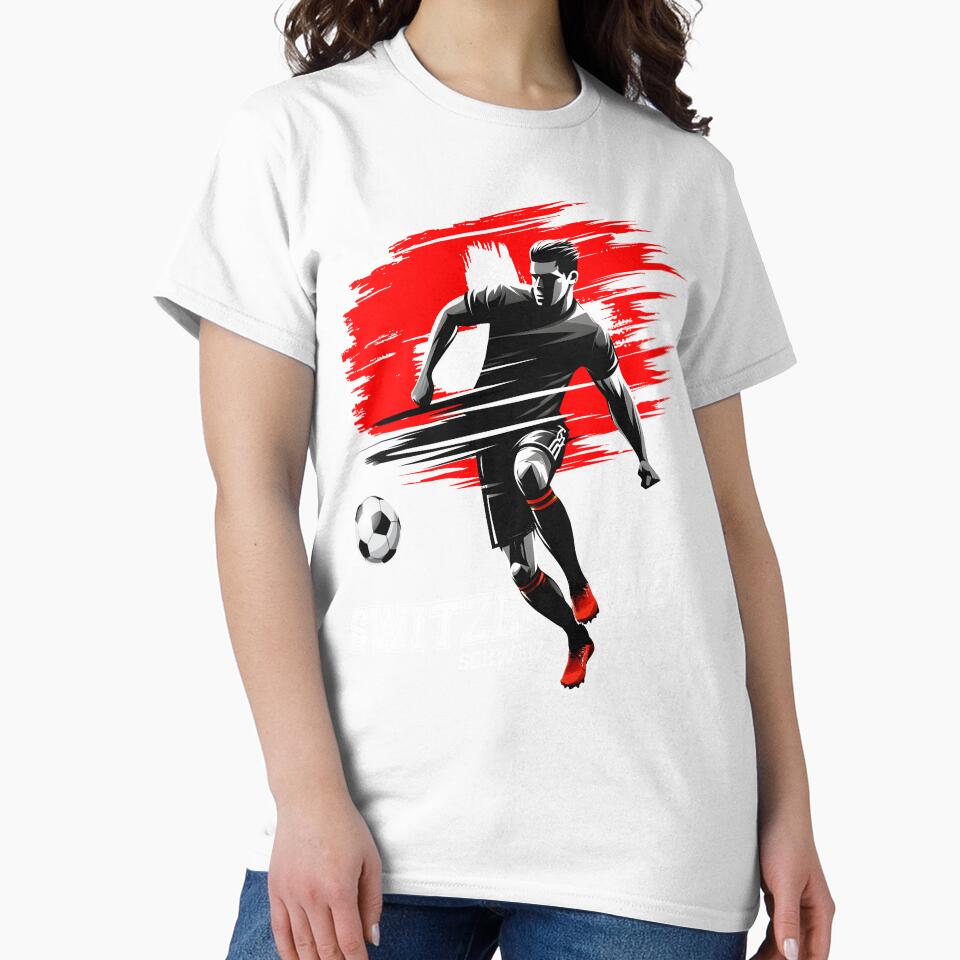 Football Soccer Switzerland Swiss Flag Player Grunge Silhouette by Infinitee8hirts