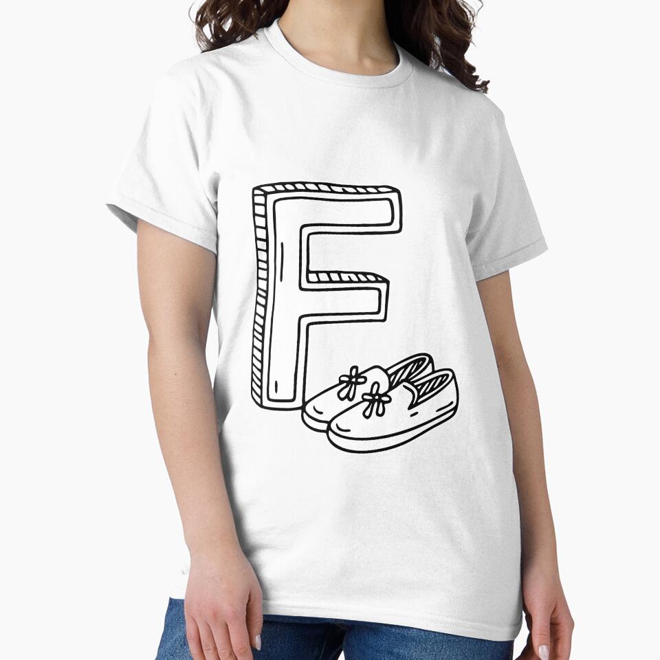 Illustration of Letter F Beside Flatshoes by rasagamastore