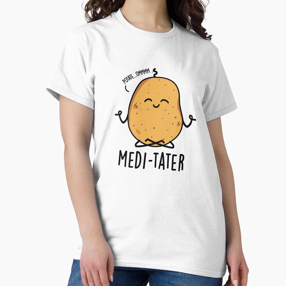 Medi-tater Cute Meditating Potato Pun by punnybone