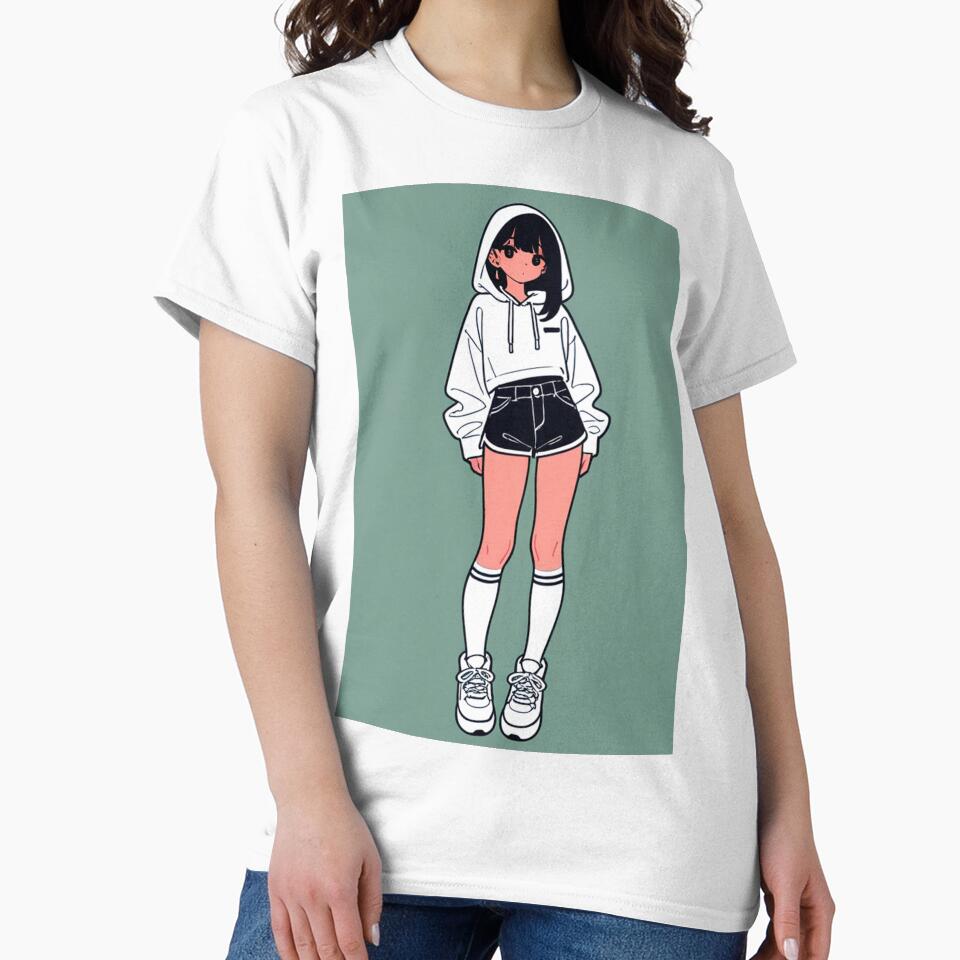 Fashion - Woman in White Hoodie Casual Streetwear Look by AnimeShin