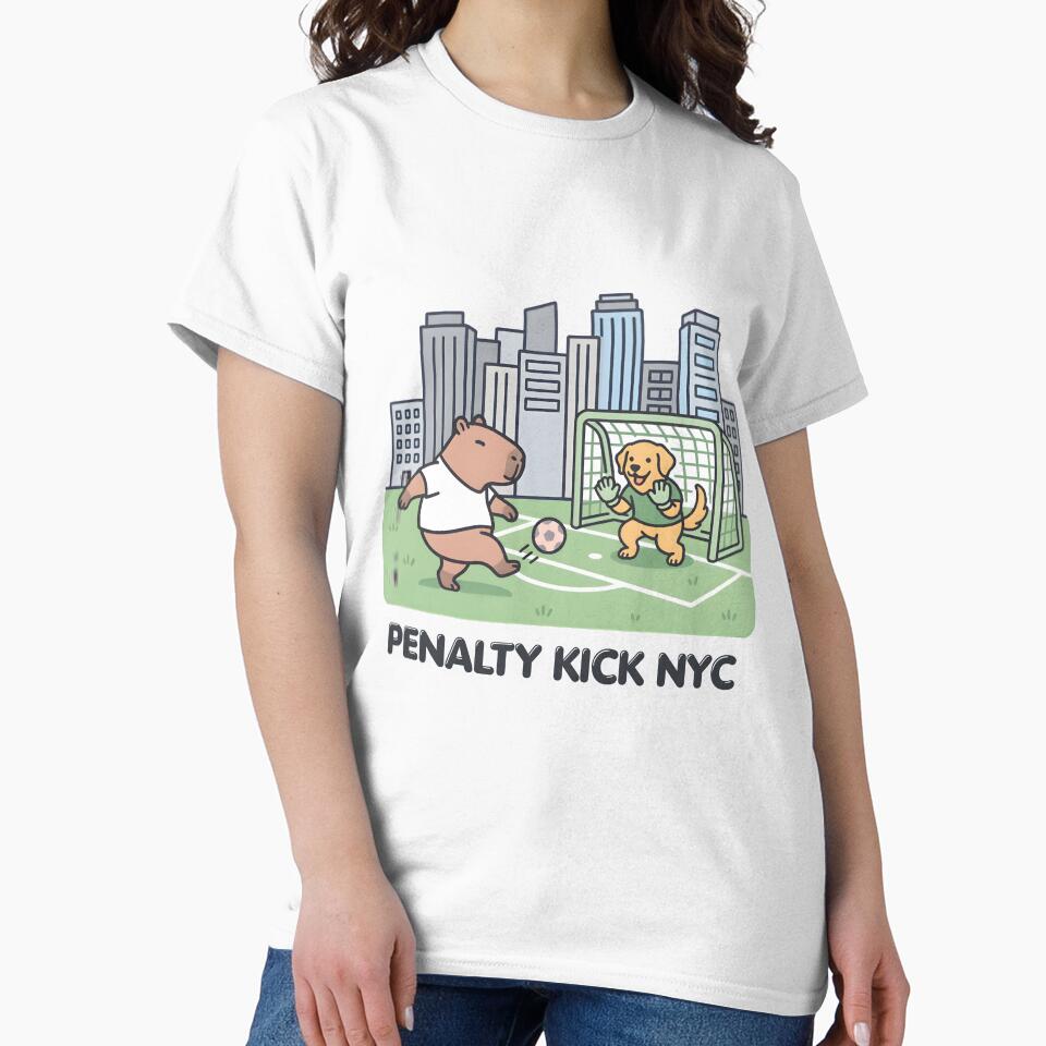 Penalty Kick NYC Capybara And Dog Goalie by laughingshirts