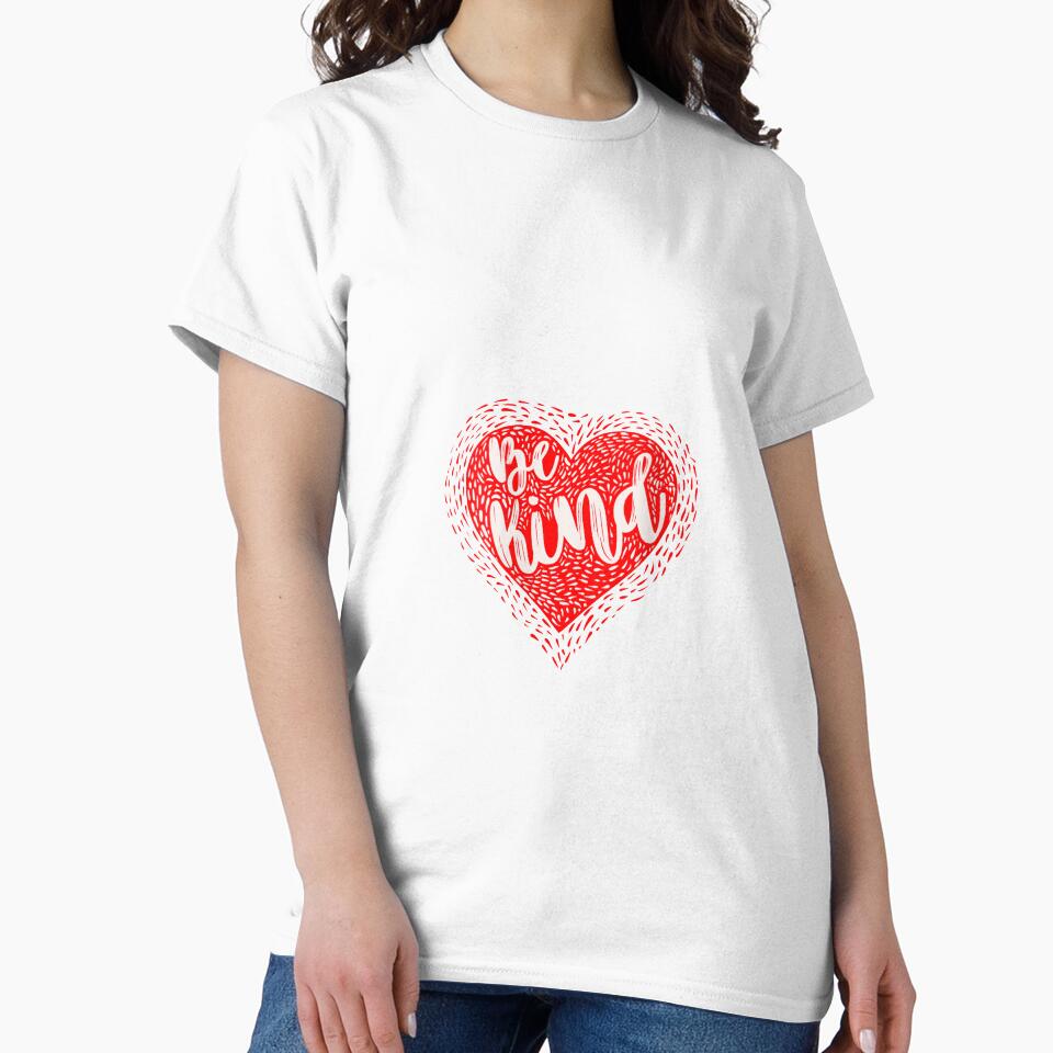 Womens Be Kind Heart V neck T shirt by ekm2766
