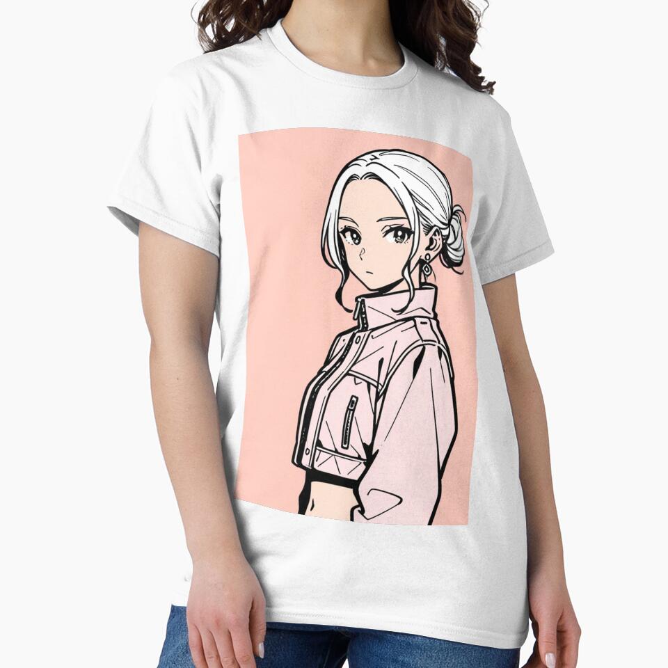 Fashion - Woman in Pink Puffer Jacket Low Bun Anime by AnimeShin