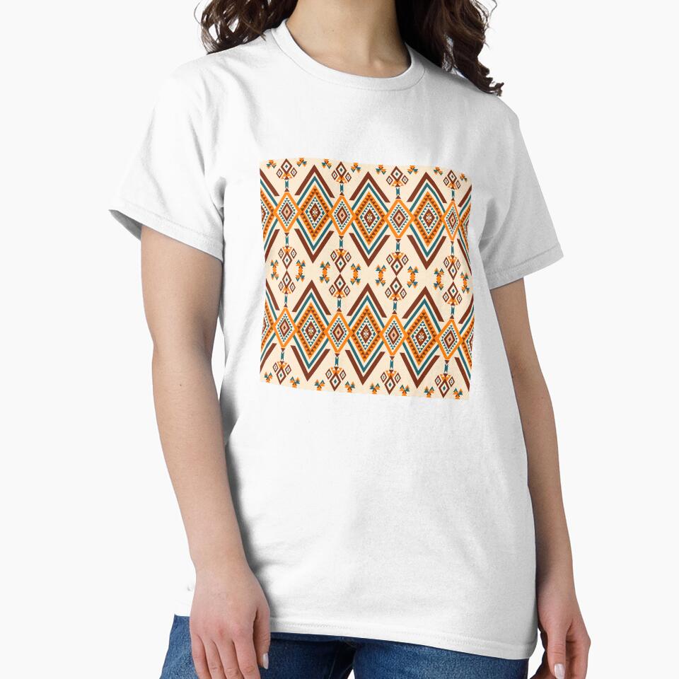 A classic Native Ethnic pattern in orange-yellow tones with brown borders. by Nengsang