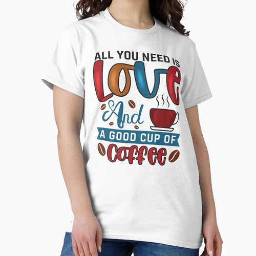 "Love and Coffee" Minimalist Typography T-Shirt for Caffeine Lovers and Romantics by ChameraDesign