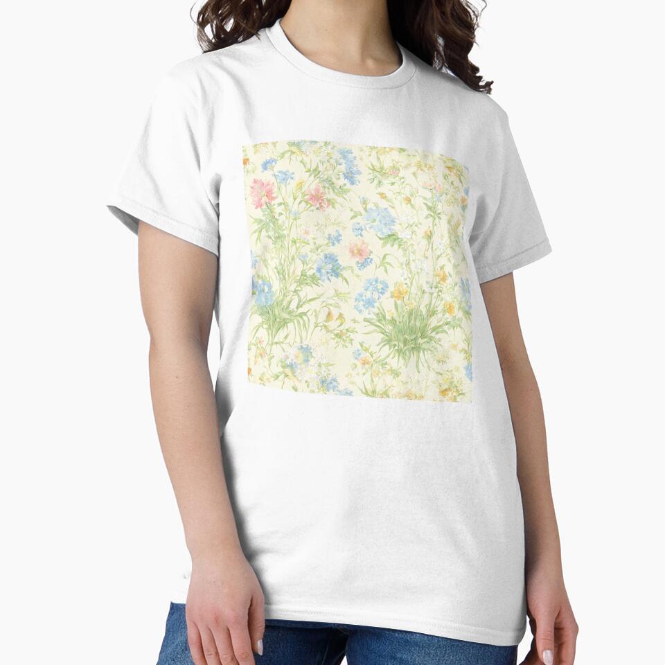Soft Pastel Wildflower Toile de Jouy Pattern by SeamPix