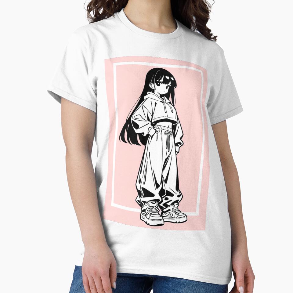 Fashion - Girl in Black Crop Hoodie Baggy Pants Chunky Sneakers Variant 2 by AnimeShin