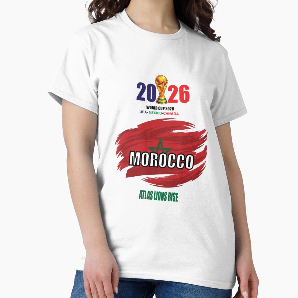Morocco World Cup 2026 Football Fan T-Shirt Design by sportupstore